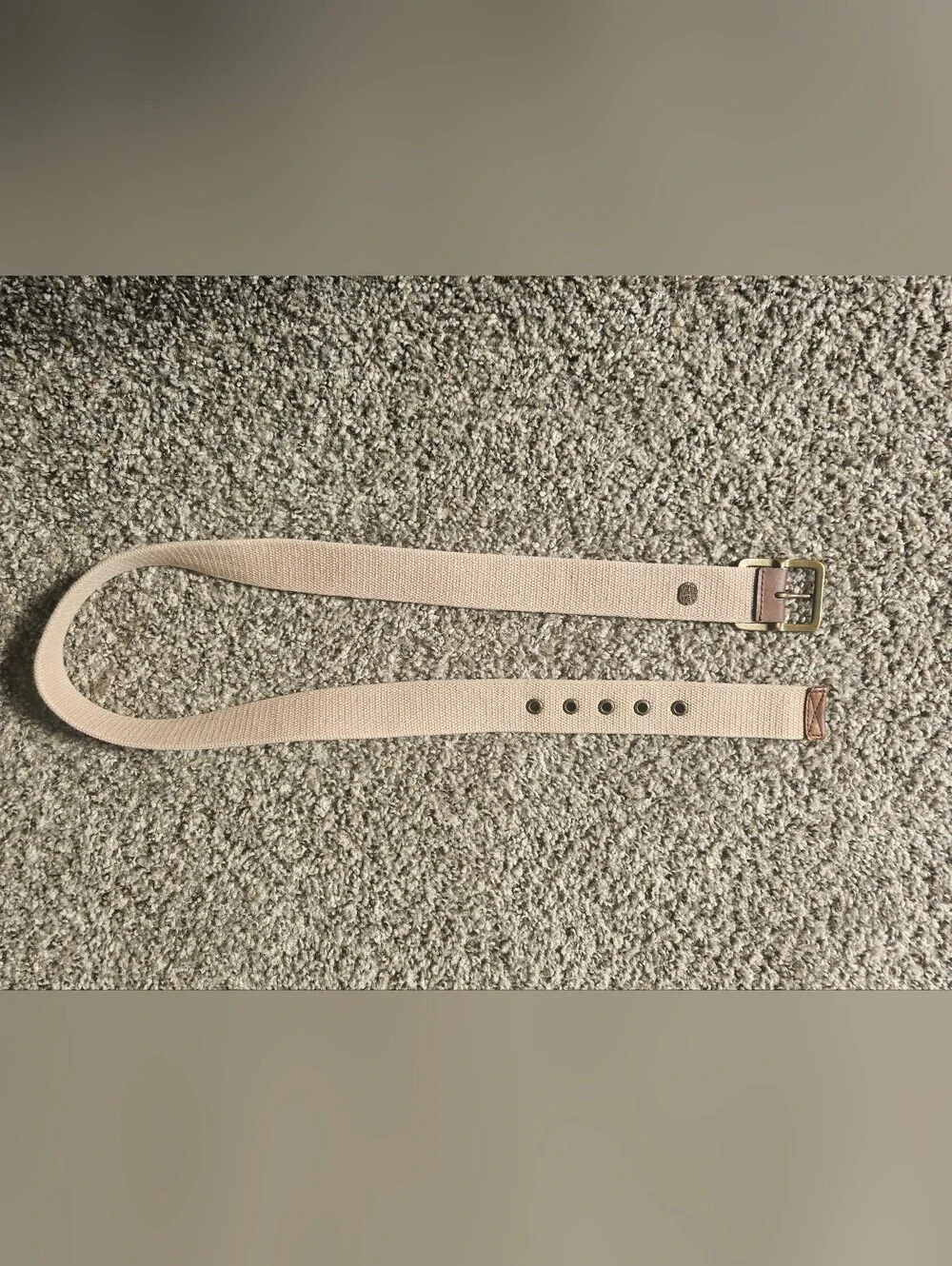 Eddie Bauer Beige Canvas Belt with Red Logo